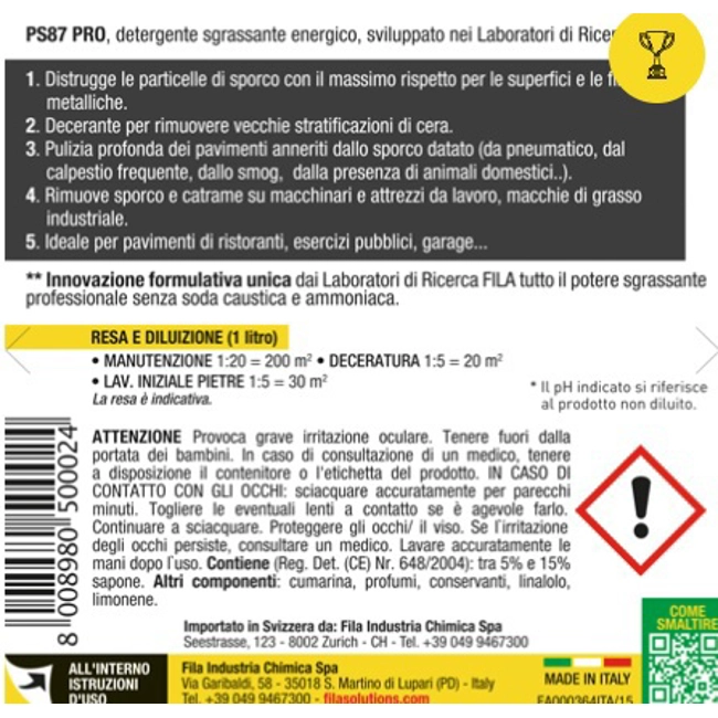 Vendita online Detergente concentrato professionale 1 L - PS87 Pro